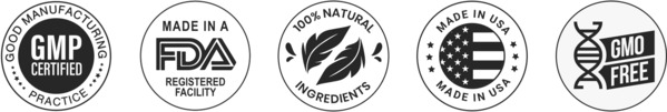 Gelatide Drops official formula, made in USA, 100% natural, gmo-free, and cgmp-certified logos.